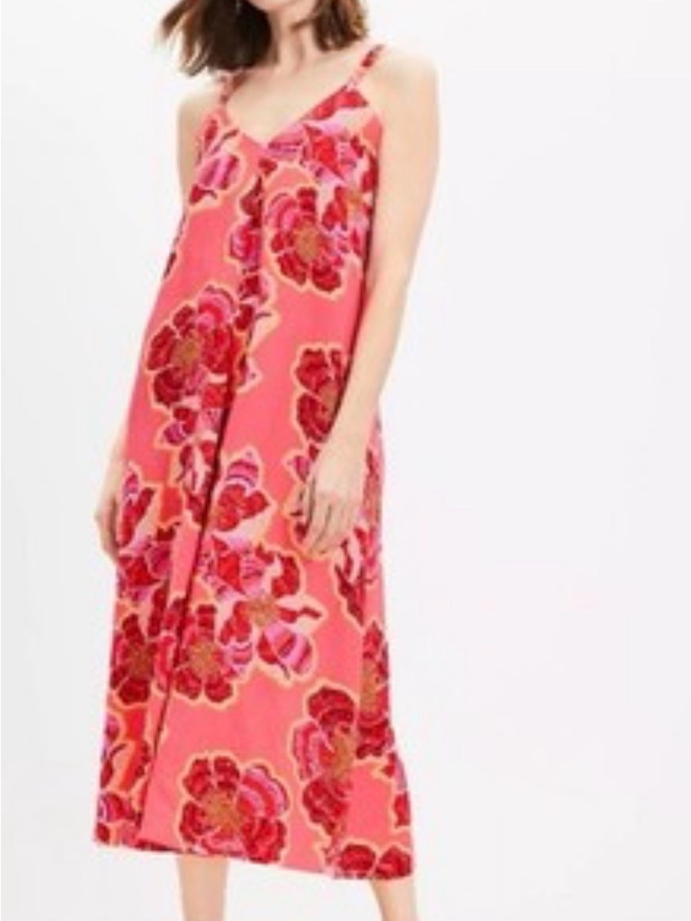LOFT Pink Floral Sleeveless Dress. Linen. NWOT